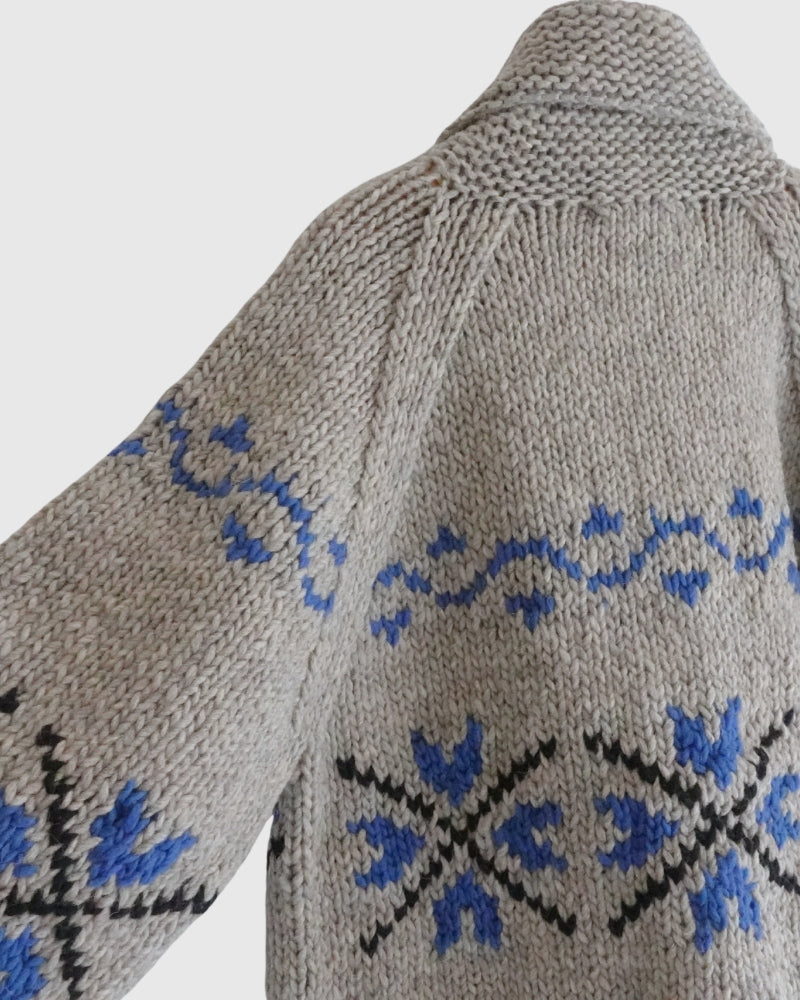Wool Hand Knit Cardigan in Gray