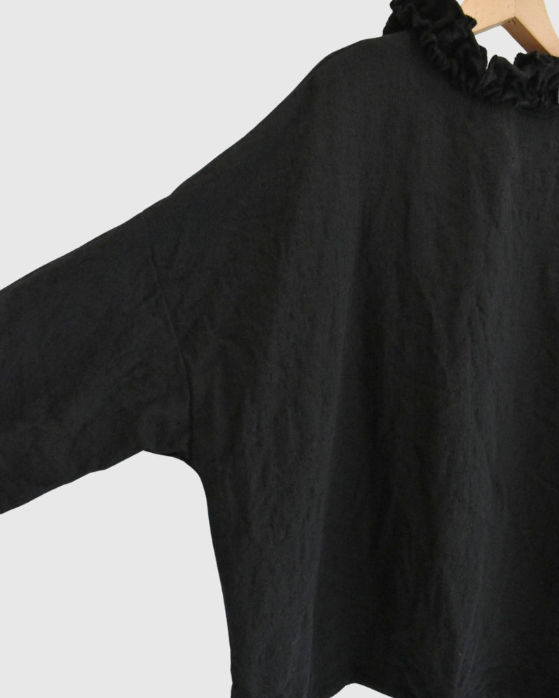 Wool Box Pullover in Black