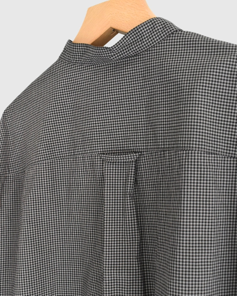 Utility Band Collar Shirt in BrownGingham
