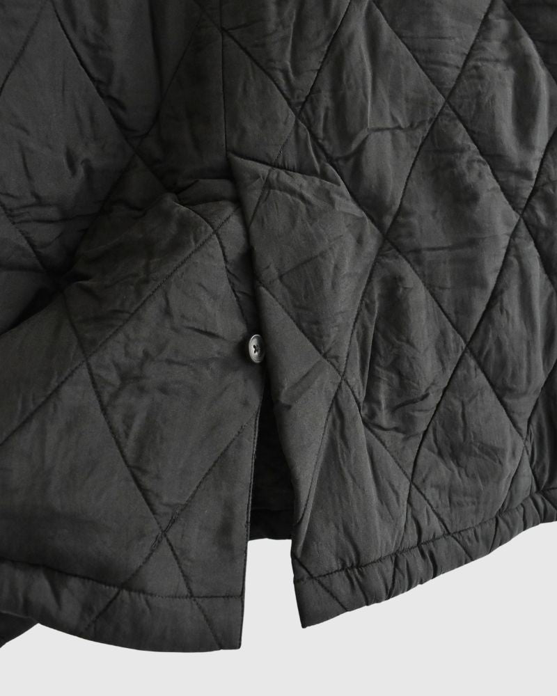 FRONT BUTTON SHORT COAT in Black