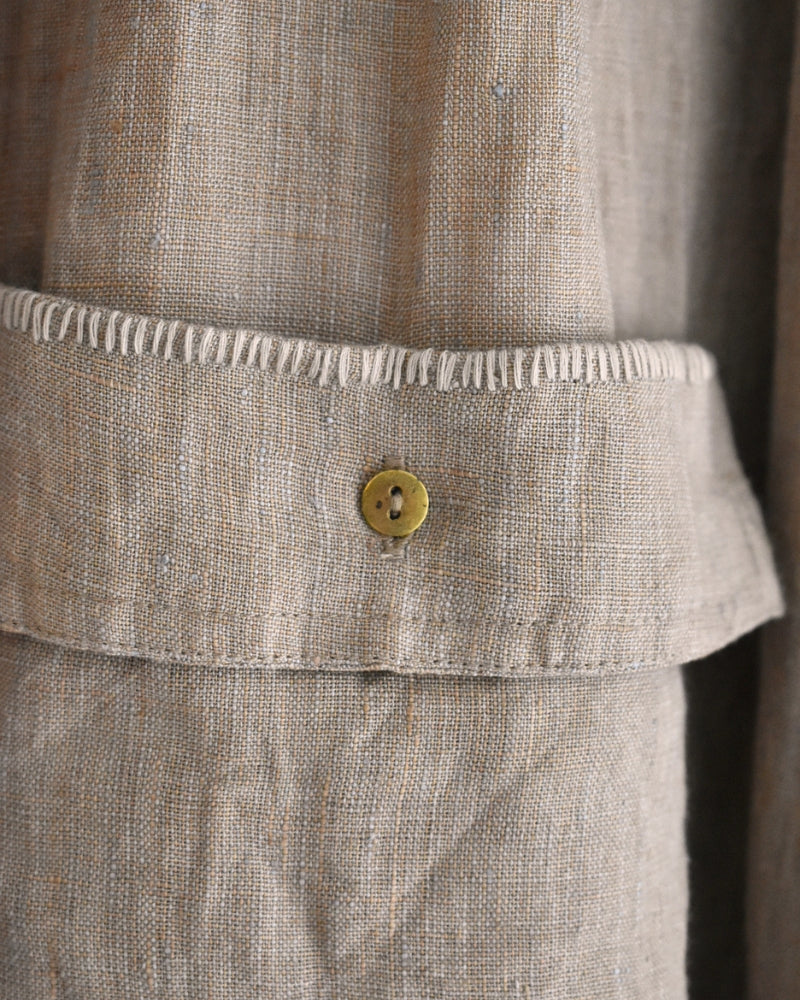 Handwoven 40 Linen Culottes in Beige