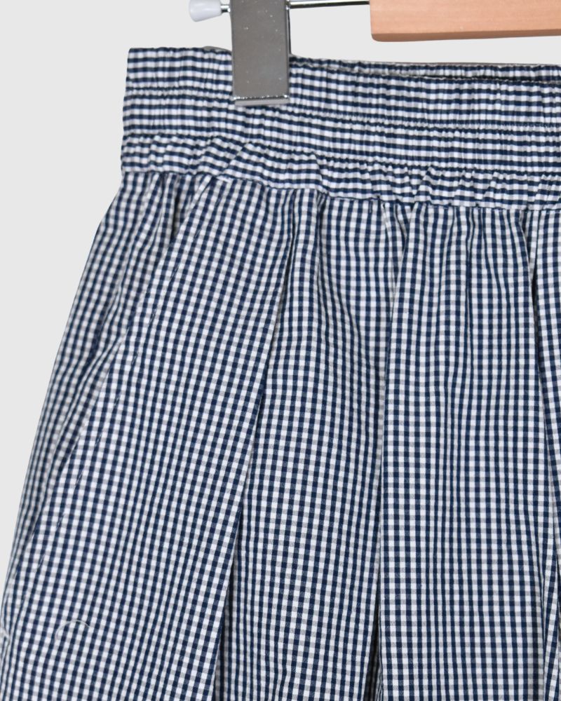 HAKAMA-W Tuck Easy Pants in NavyCheck