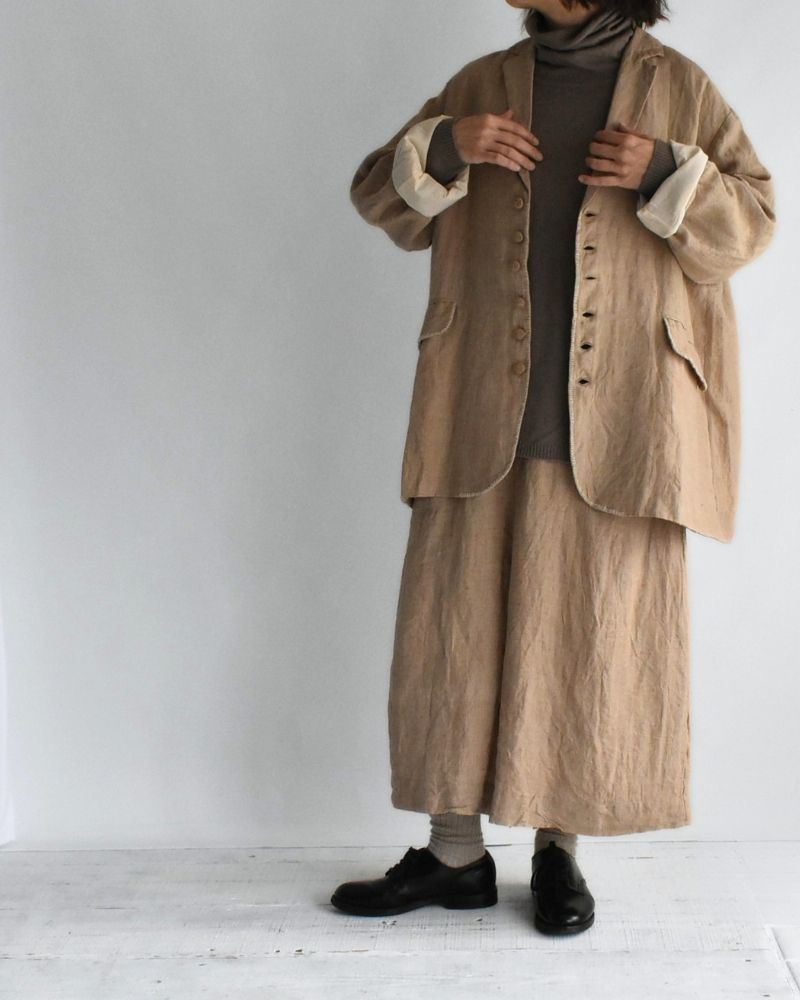 Handwoven 40 Linen Culottes in Beige