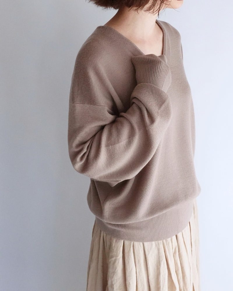 Deep V-Neck Sweater in Mocha