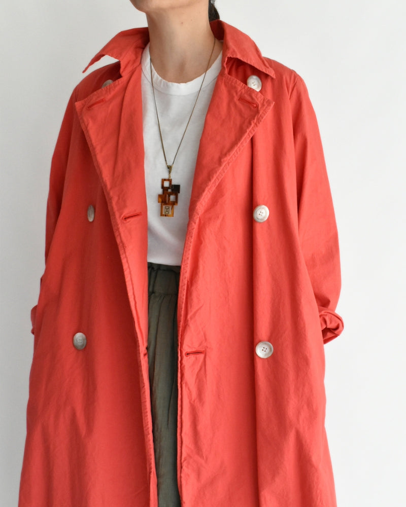 Double-Breasted Coat in Orange Red