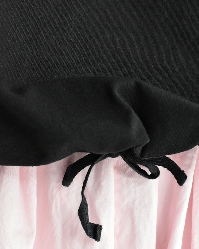Half-Sleeve Drawstring T-shirt in Black
