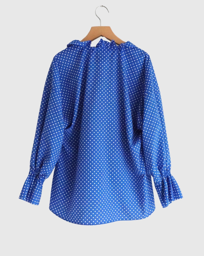 Dot Frill Blouse in Blue