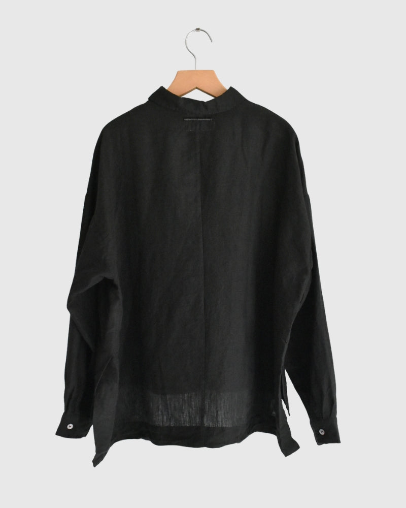 Handwoven 60 Linen Shirt in Black