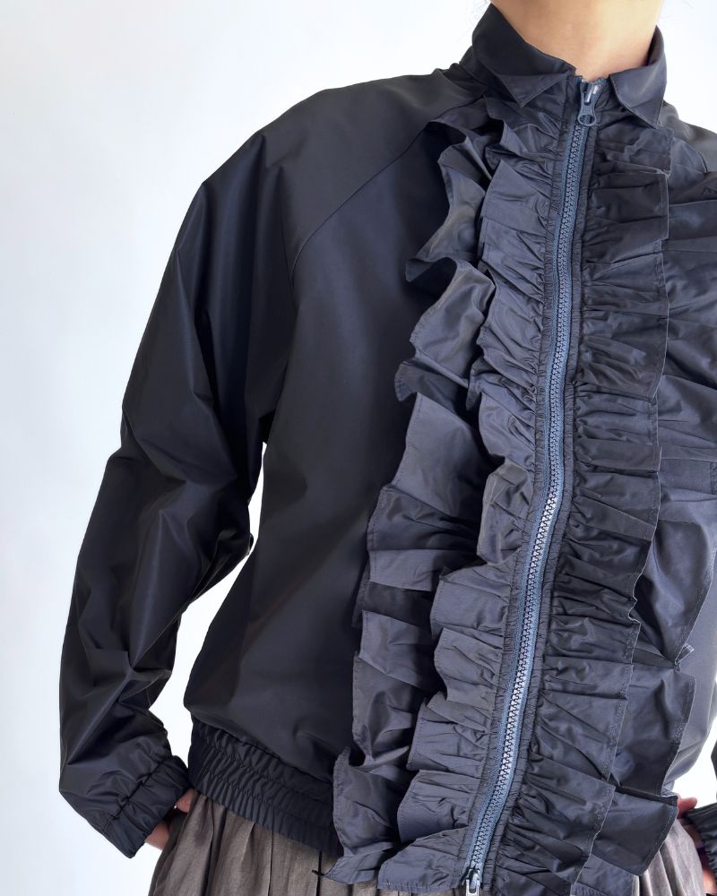 Front Frill Zip-Up Jumper in Navy