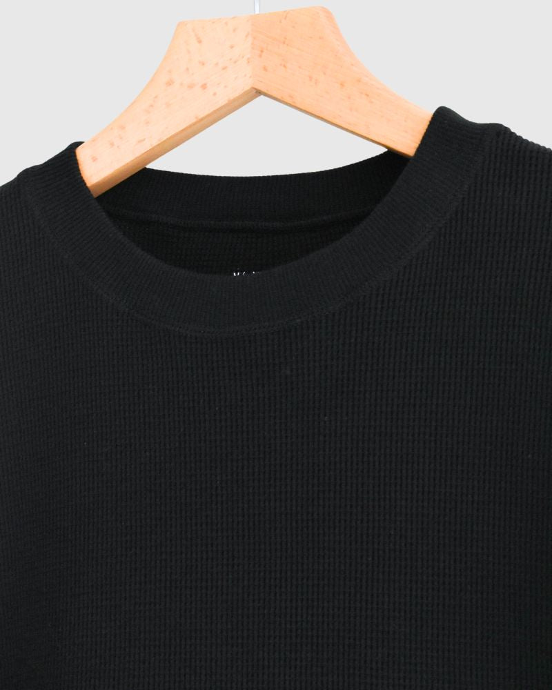 Waffle Long Sleeve Tee in Black