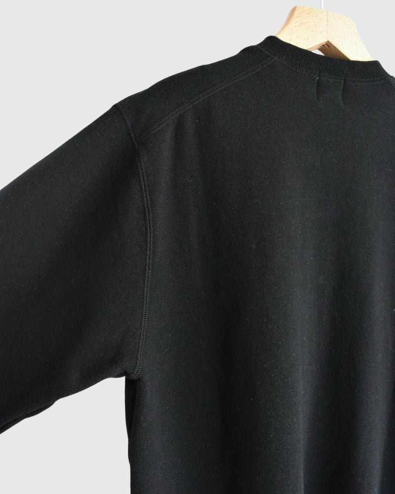 Recycle/Organic Henley Neck Sweatshirt in Black