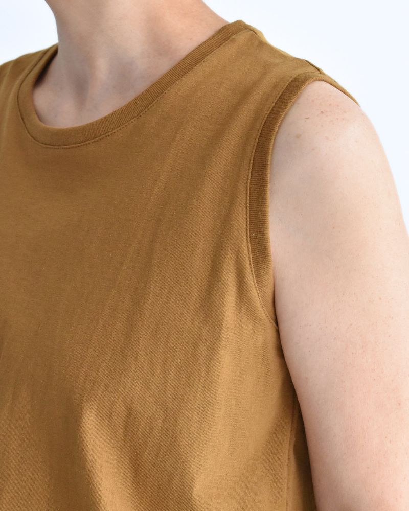 Sleeveless Drawstring T-shirt DarkCamel
