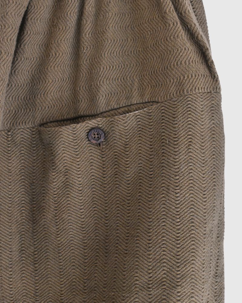 TEORI Cotton Herringbone Easy Tapered Pants in KhakiBrown