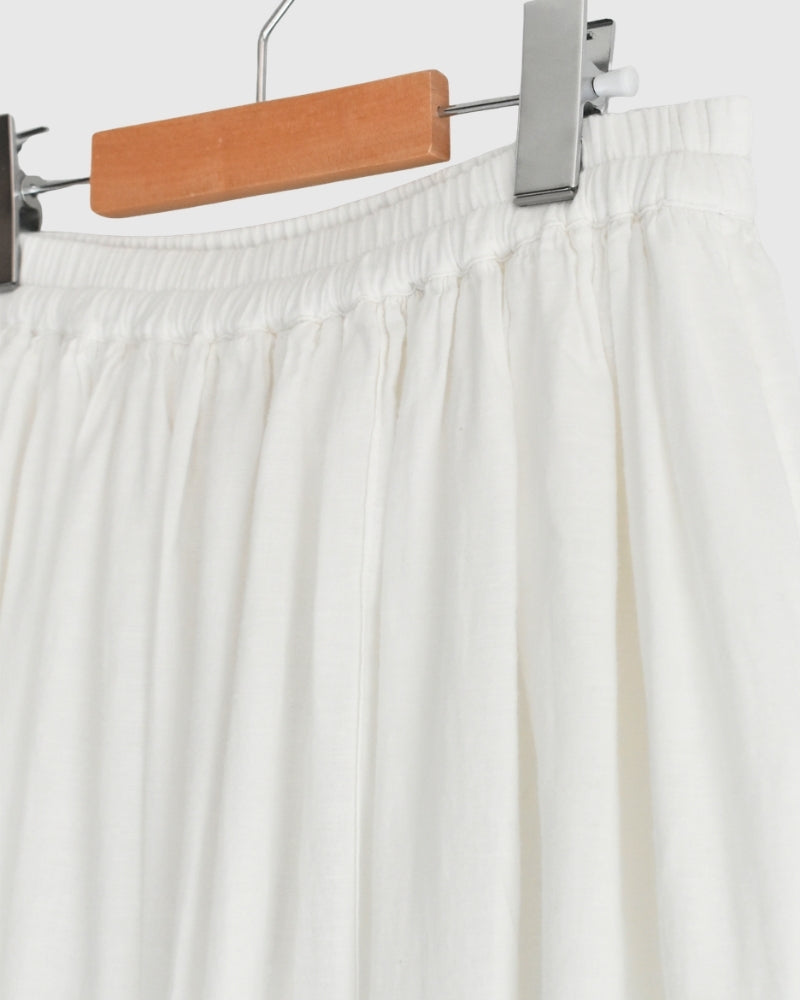 Twill Cotton Khadi Plain Gathered Skirt in White