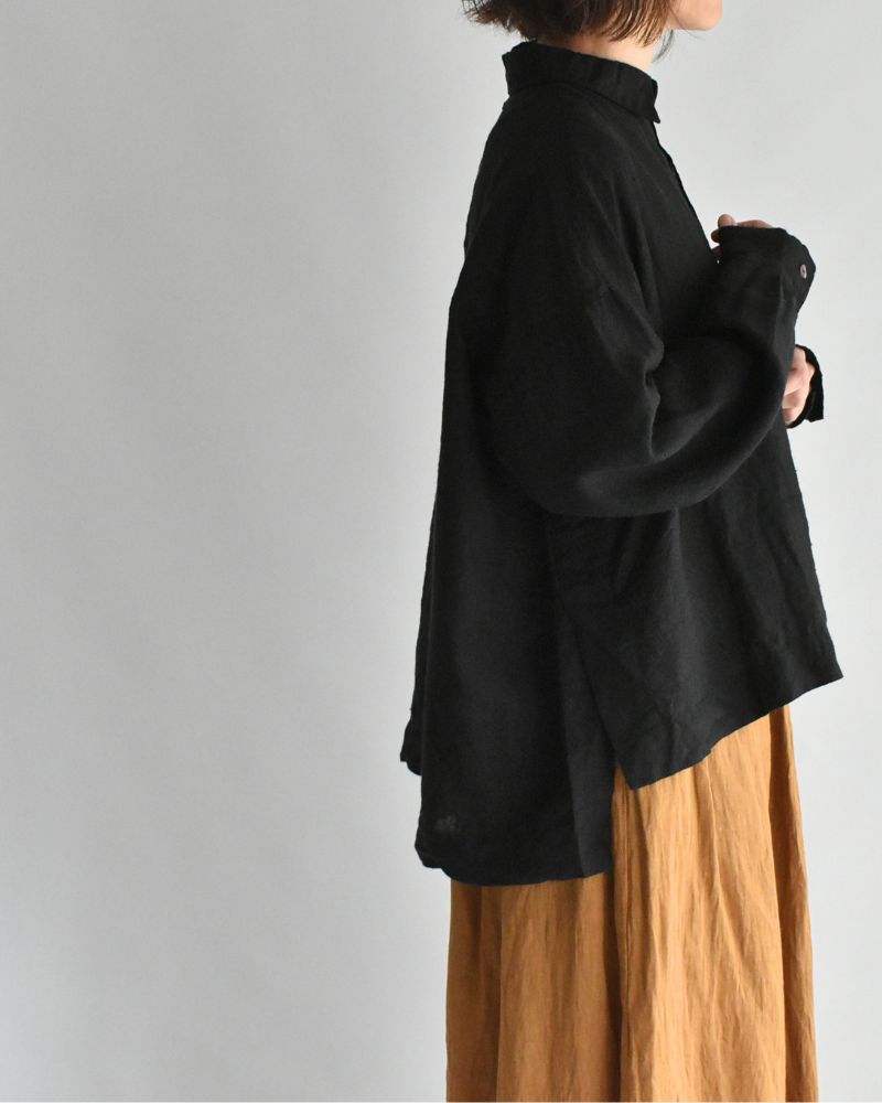 Handwoven 60 Linen Shirt in Black