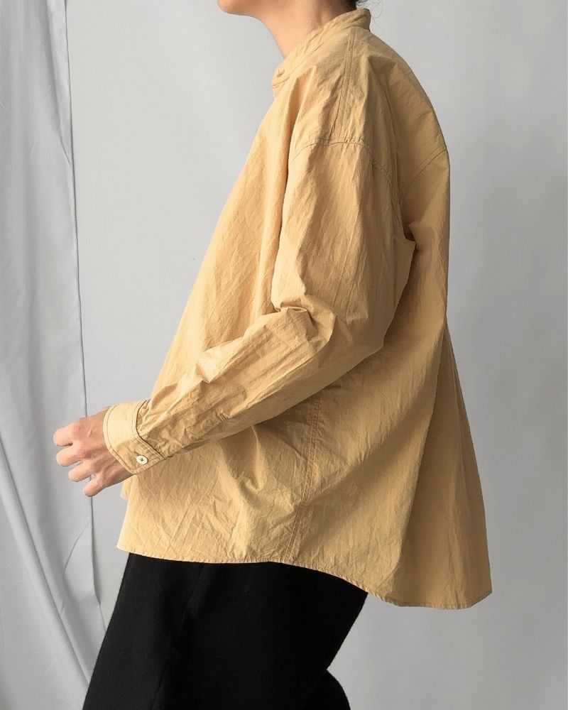 BAND COLLAR BIG SHIRT in Mustard