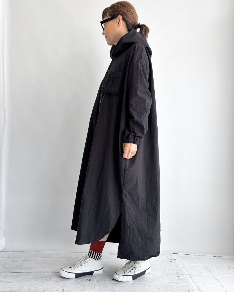 Hooded Coat Dress in Black
