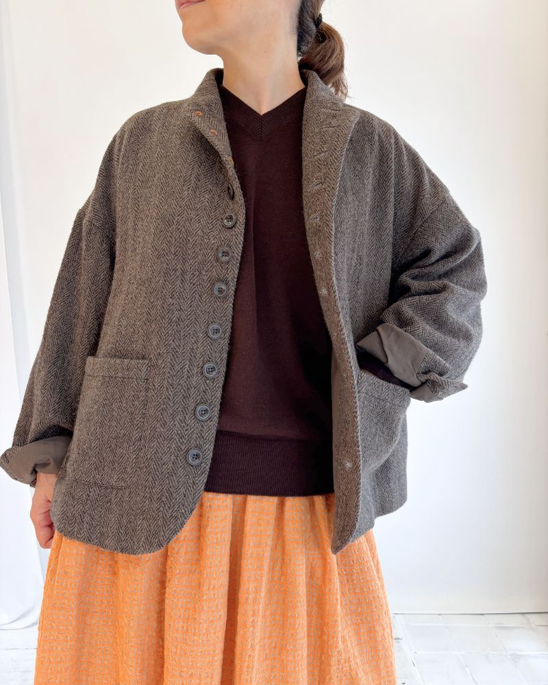 GINNY V-neck knit pullover in Brown