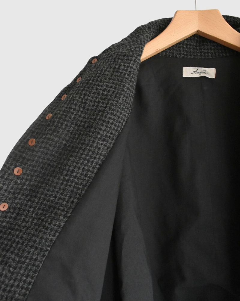 Wool Gauze Houndstooth Jacket in Charcoal
