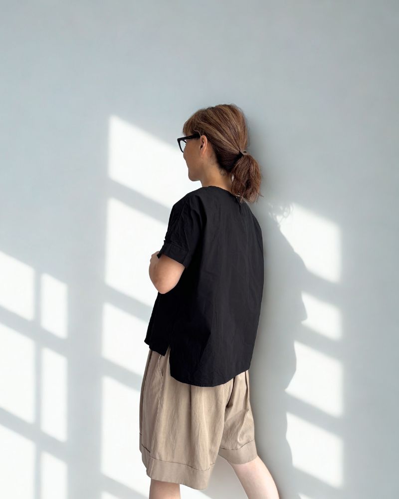 Front Frill Blouse in Black