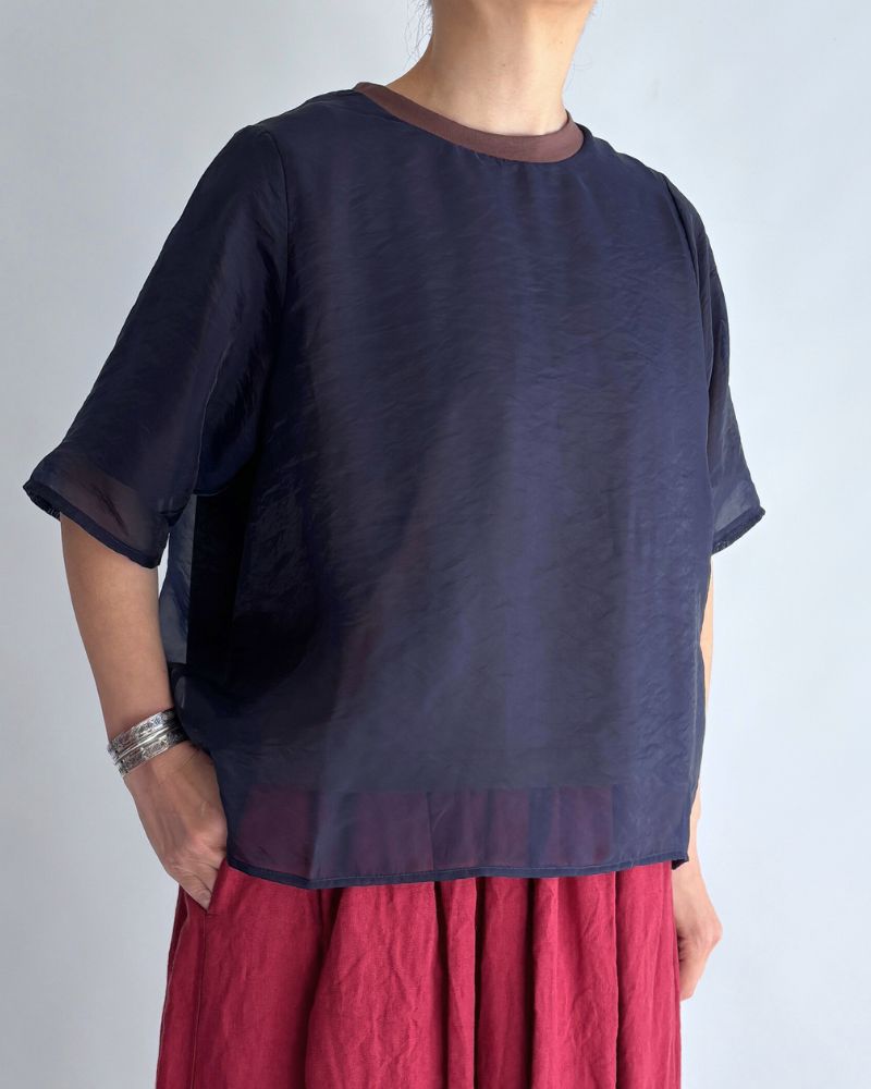 Sheer Layered Top ‘SAN’ in Navy