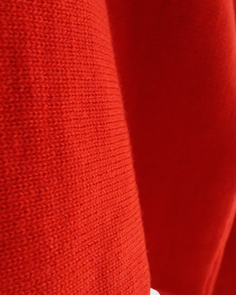 Bottleneck Boiled Wool Knit in Red