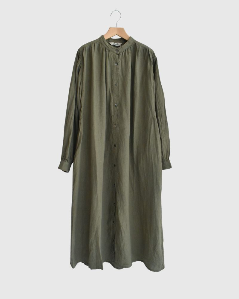 French Linen Dress in Khaki