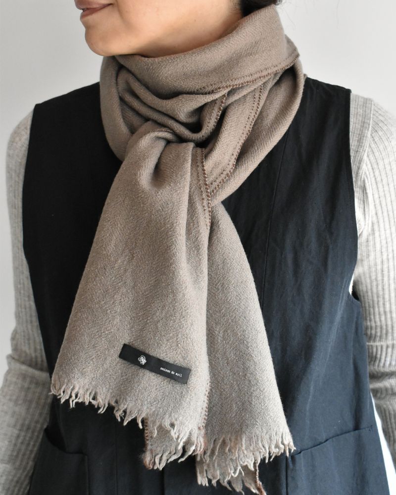 WOOL STOLE 32x188cm in Beige/Brown