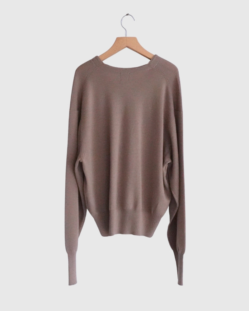Deep V-Neck Sweater in Mocha