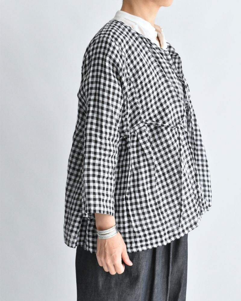 Gingham Check Cache-coeur Blouse in BlackCheck