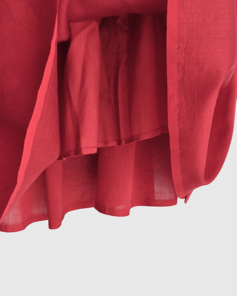 RAJASTHAN TUCK GATHERED SKIRT WITH LINING in Red