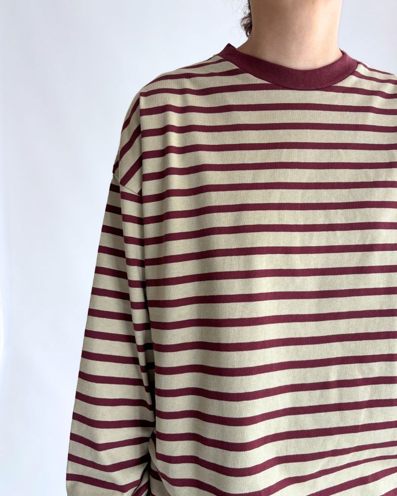 Taco Cotton Striped Long Sleeve T-Shirt Royal in Beige/Bordeaux