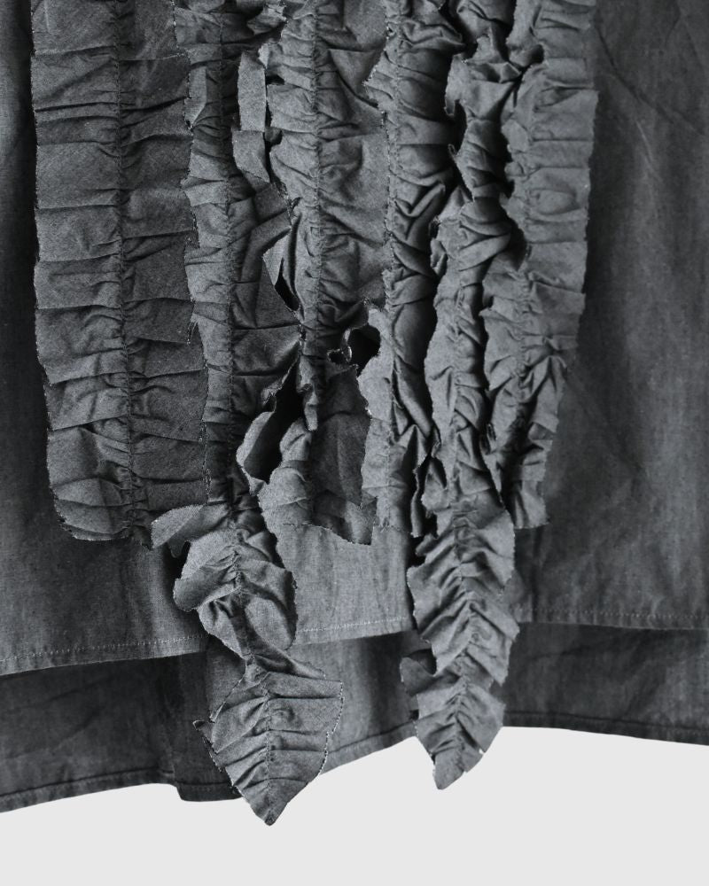 Front Frill Blouse in Gray