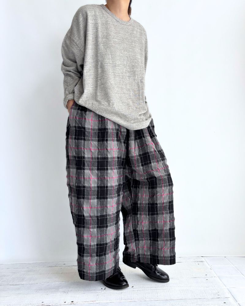 Cotton wool checked pants in Gray