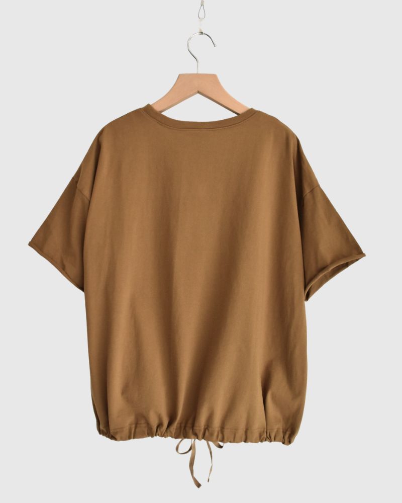 Half-Sleeve Drawstring T-shirt in DarkCamel