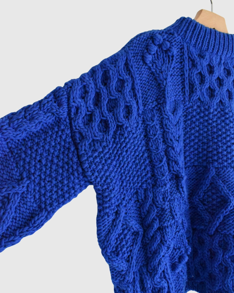 Peru Hand Knit Pullover in Blue