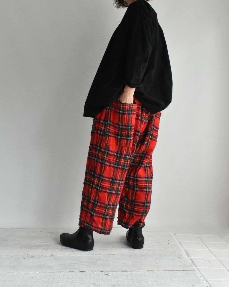 Cotton Wool Tartan Check Pants in Red