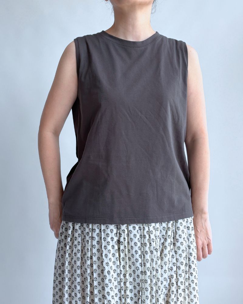 Shoulder Tuck Tank Top in DarkGray