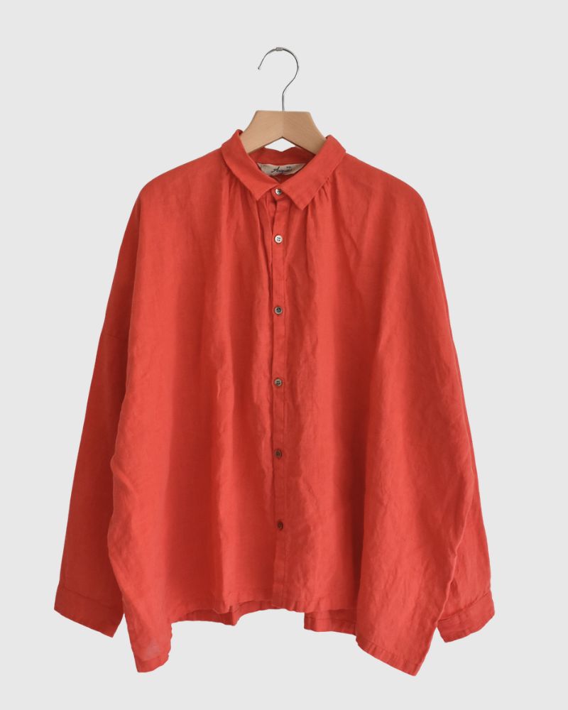 French Linen Shirt in Red