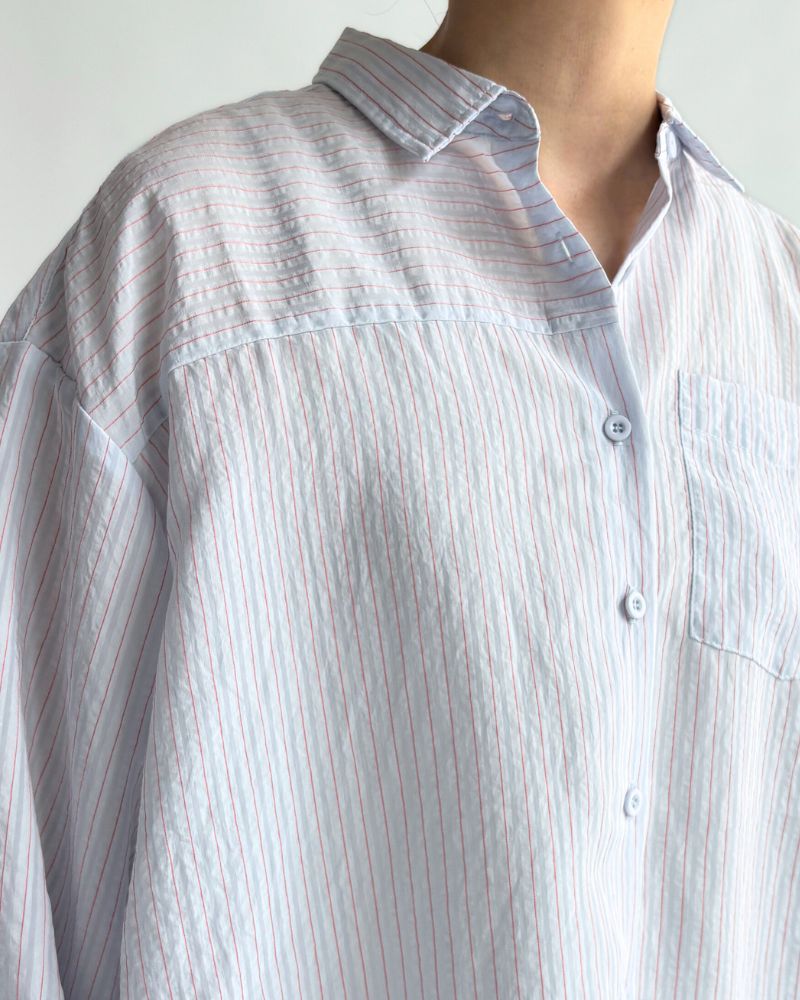 Sheer Striped Shirt 'TESSA' in Saxe