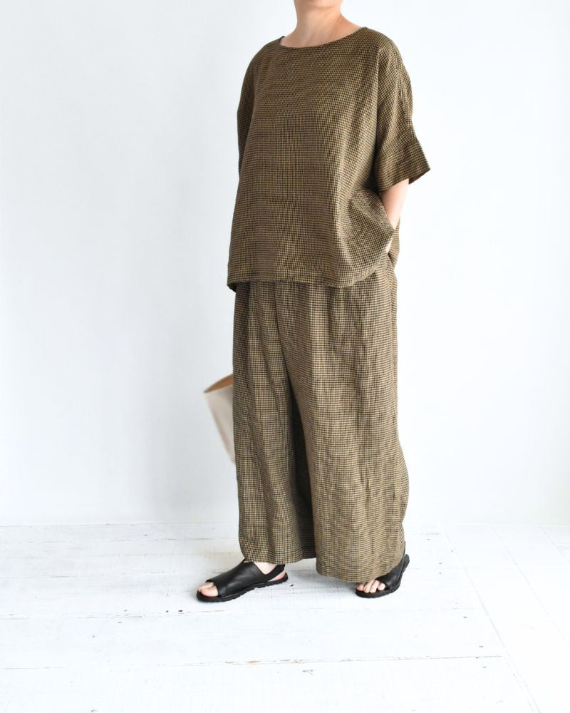 Wide Cuffed T-Blouse in Camel/Black
