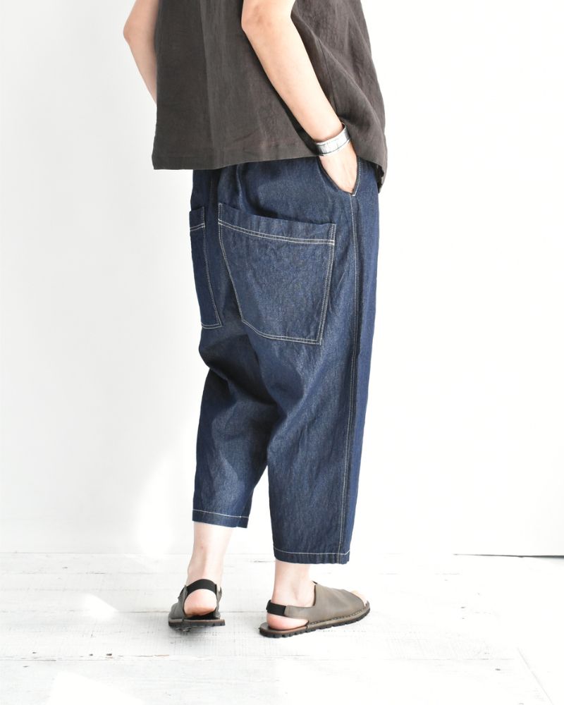 Big Pocket Pegtop Pants (Denim) in Indigo