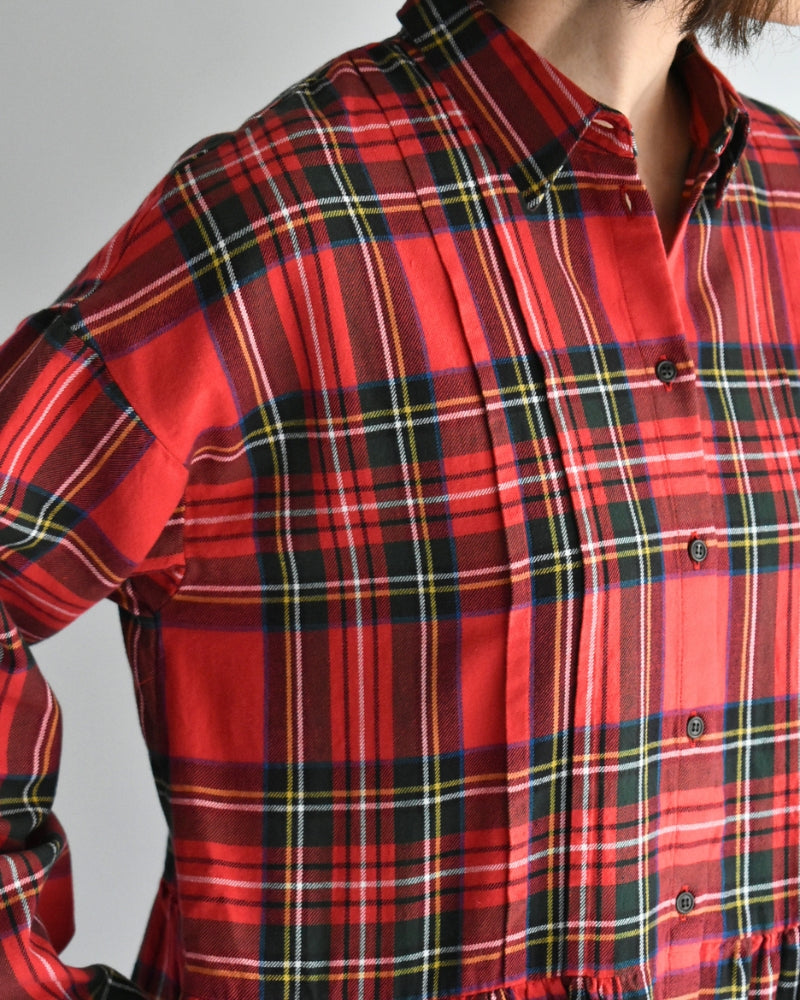 Indigo Tartan Foundation Shirt Dress in Red