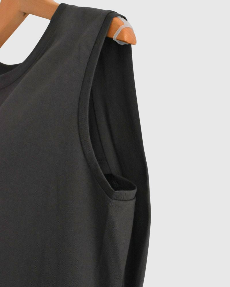 Shoulder Tuck Tank Top in DarkGray