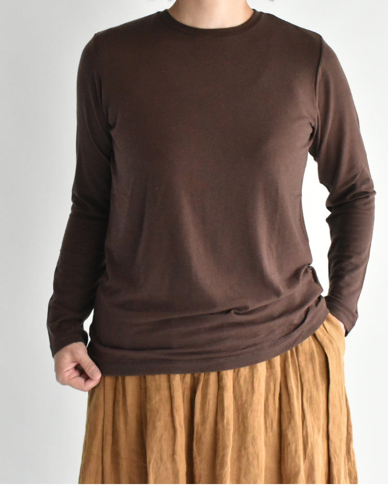 Sheer Jersey Crewneck in Brown