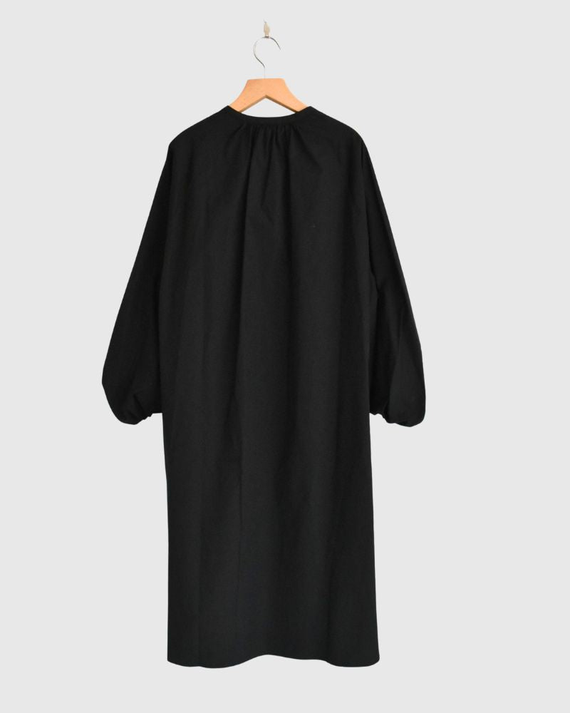 Balloon Sleeve Midi Dress in Black