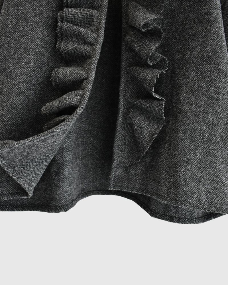 TWEED QUIET FRILL BLOUSE in Black