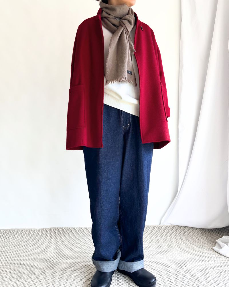 Stand Collar Square Jacket (W/N) in Red