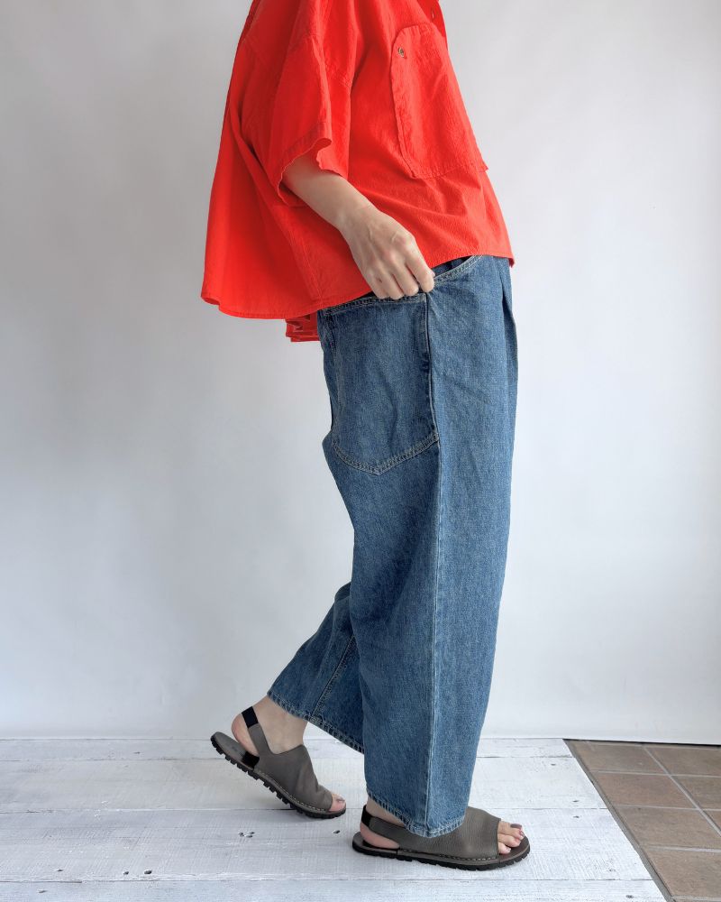 Cotton linen denim pants in FadeBlue