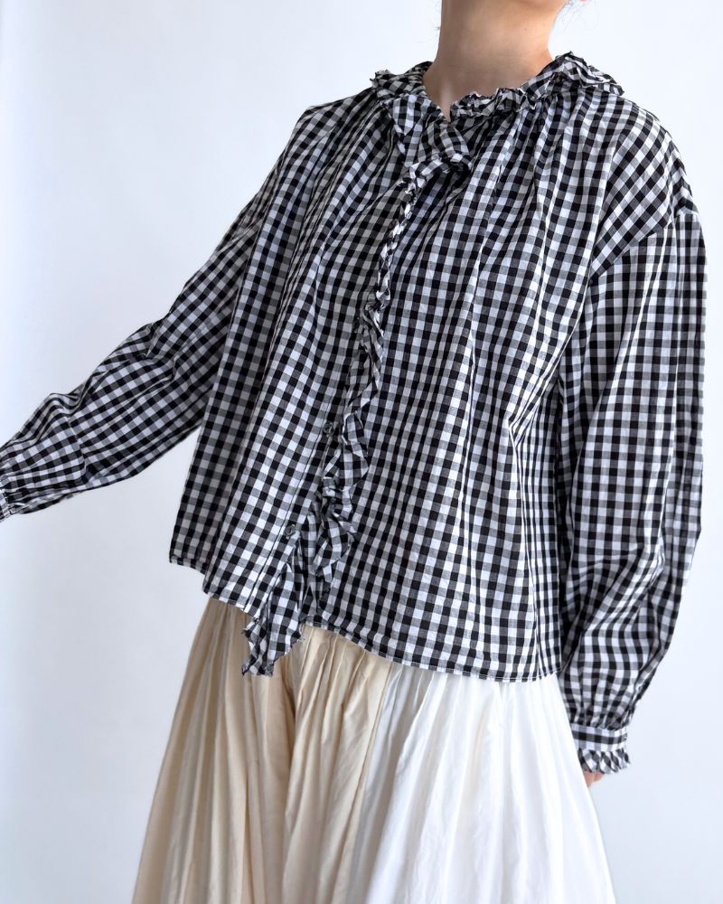 Frill Blouse in BlackCheck